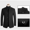Mens Wool Blend Blazer Jacket Single Breasted Business Blazer Jacket Stand Collar Wool Blend Coat Wih Pockets (Black4,Medium) view 3