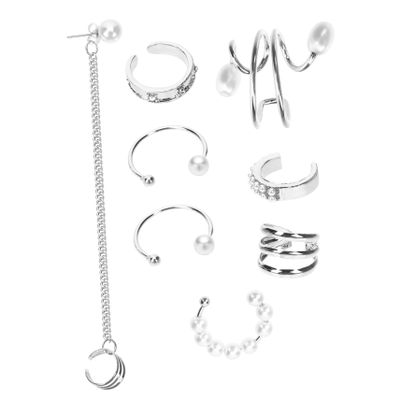 Earrings,8pcs Pierced Earring Set Clip on Earrings Ear Ear Jewelry Valentine's Day Earrings Pearl Hoop Earrings Earring Studs for Women Cool Earrings Halloween Earrings Alloy Silver
