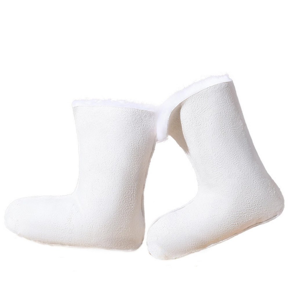 Reyox Women Thick Warm Sheepskin Boot Liners 10.2 Inch High White 7.5