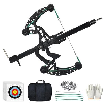 Runzkzy Ball Bearing Bow, Compound Bow Set That Shoots Steel Balls, Right Handed Hunting Bows for Adults, Composite Pulley Bow with Continuous Shooting (Package A)