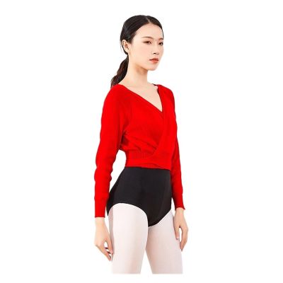 Leotards Coat Ballet Overall Wrap Sweaters Gymnastics Ballet Dance Warm Up Cardigan for Winter(Red,165-170cm)