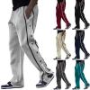 Baggy Sweatpants Men Open Bottom Elastic Waist Drawstring Pants Comfy Side Button Workout Athletic Pants with Pockets Mens Black Sweatpants Mens Sweatpants Wide Leg Track Pants view 1