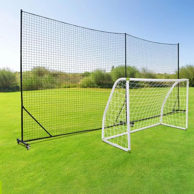 MegaNets Backstop Net System for Backyard Heavy Duty Sports Barrier Net with Steel Posts, Movable Ball Stop Net for Soccer, Baseball & Multi-Sport Training (Movable-1.75 Inch Net, 20FT Wide)