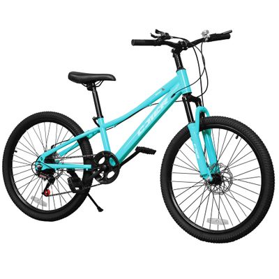20/24 Inch Kids Mountain Bike, Bikes for Kids 6-12, 7 Speeds Drivetrain Bike, Girls Boys Bike with Suspension Fork, Dual-Disc Brake, Anti-Slip Butyl Tires, Multi Color (Mint Green, 24 Inch)