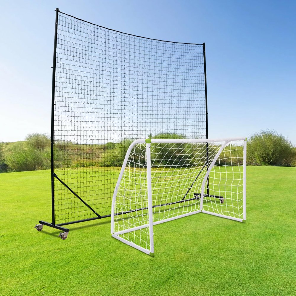 MegaNets Backstop Net System for Backyard Heavy Duty Sports Barrier Net with Steel Posts, Movable Ball Stop Net for Soccer, Baseball & Multi-Sport Training (Movable-1.75 Inch Net, 10FT Wide)