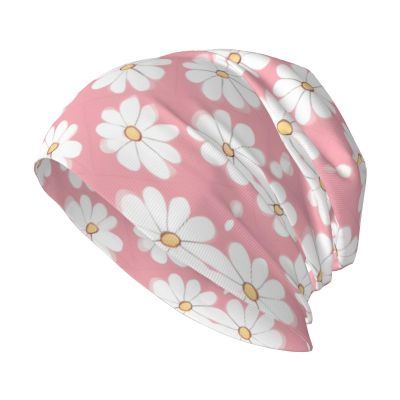 WBQLSL 11 * 10.6 inch Fashion Knitted hat, White Chrysanthemum Texture Chart Double Layer Travel Knitted hat for Adults, Outdoor Sports Daily Casual hat for Men and Women