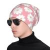 WBQLSL 11 * 10.6 inch Fashion Knitted hat, White Chrysanthemum Texture Chart Double Layer Travel Knitted hat for Adults, Outdoor Sports Daily Casual hat for Men and Women view 2