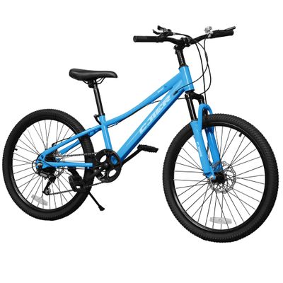 20/24 Inch Kids Mountain Bike, Bikes for Kids 6-12, 7 Speeds Drivetrain Bike, Girls Boys Bike with Suspension Fork, Dual-Disc Brake, Anti-Slip Butyl Tires, Multi Color (Blue, 24 Inch)
