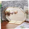 CONGARTENO Decorative Copper Jewelry Tray with Mirrored Glass Organizer for Vanity Elongated Design Elegant Storage for Necklaces and Accessories view 2