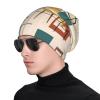 11 * 10.6 inch Fashion Knitted hat, Mid Century Modern Double Layer Travel Knitted hat for Adults, Outdoor Sports Daily Casual hat for Men and Women Black view 2