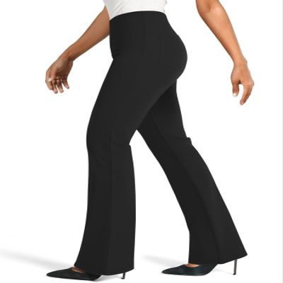 NIMIN Dress Work Black Pants Women Business Casual Trousers Stretchy High Waisted Pull On Flare Office Slacks Boot Cut 2025 Fashion Outfits with Back Pockets Black L