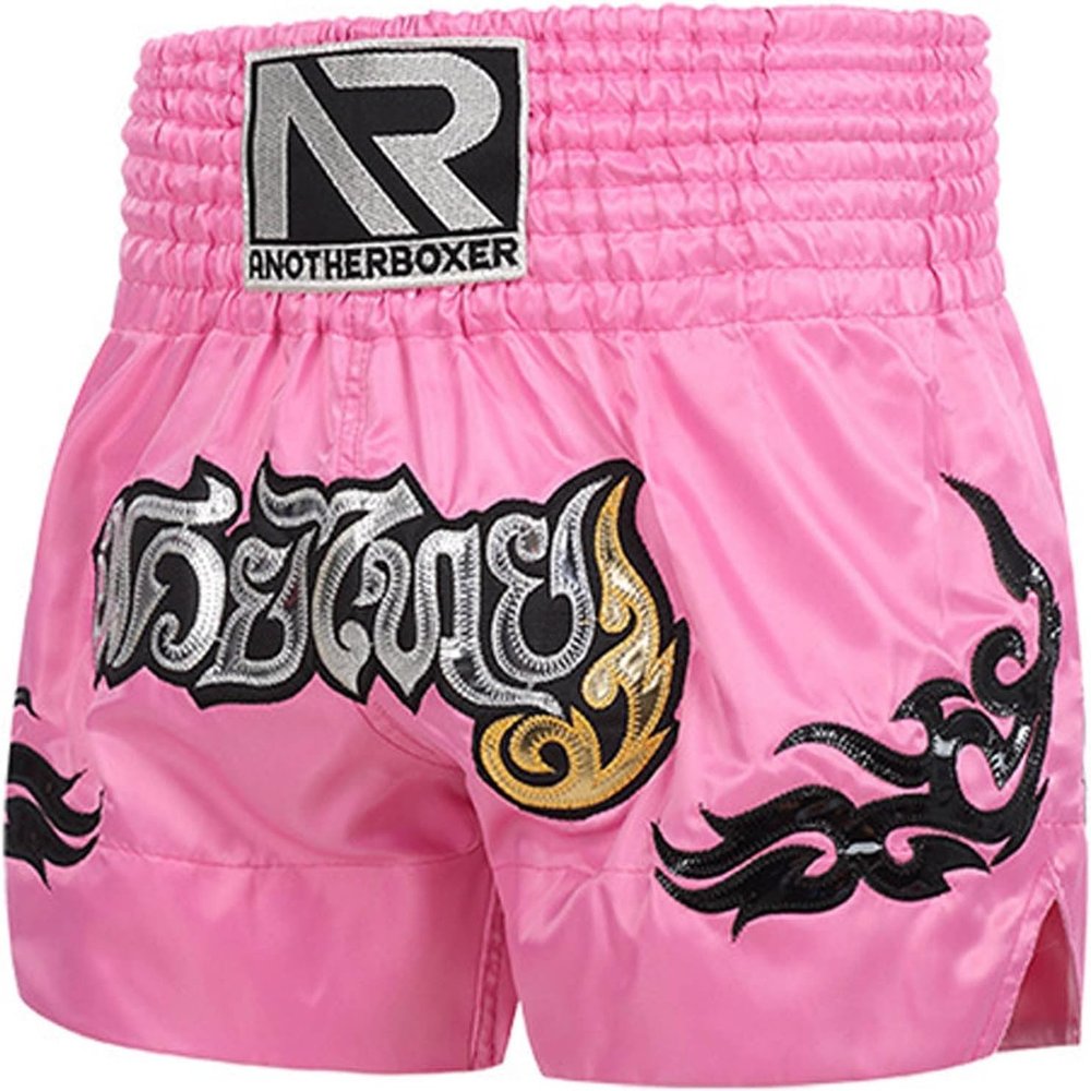 Amofatia Muay Thai Boxing Shorts Grappling Training Workout Gym Shorts for Men Women Kids Pink