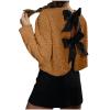 Akklian Women's Sequin Tops Trendy Cute Bow Tie Front Velvet Shirt Jacket Fashion Glitter Party Long Sleeve Cropped Coats view 3