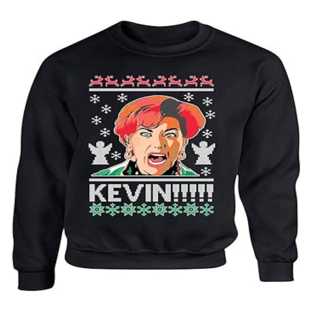 ALLNTRENDS Ugly Christmas Sweater Kevin Home Alone (XL, Black)