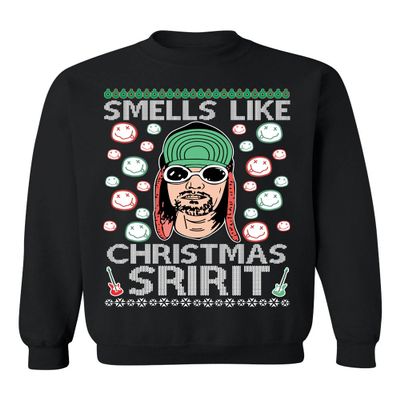 ALLNTRENDS Ugly Christmas Sweater Smells Like Christmas Spirit (L, Black)