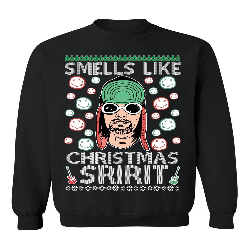 ALLNTRENDS Ugly Christmas Sweater Smells Like Christmas Spirit (L, Black)