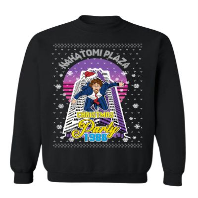 ALLNTRENDS Ugly Christmas Sweater Nakatomi Plaza Party 1988 (L, Black)