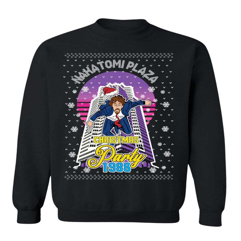 ALLNTRENDS Ugly Christmas Sweater Nakatomi Plaza Party 1988 (L, Black)