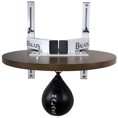 Balazs i-Box Speed Bag Platform Professional Adjustable Wall Mount w/Quiet Pro Level III Swivel | 24 Heavy-Duty Steel & Hardwood Drum | Made in USA | Boxing & Home Gym Training (White)