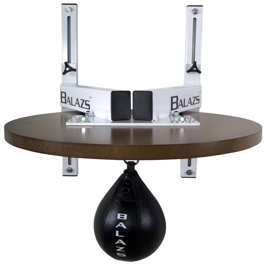 Balazs i-Box Speed Bag Platform Professional Adjustable Wall Mount w/Quiet Pro Level III Swivel | 24 Heavy-Duty Steel & Hardwood Drum | Made in USA | Boxing & Home Gym Training (White)