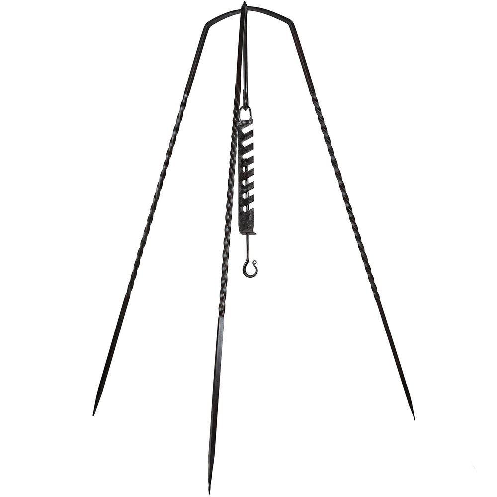 Armory Replicas 56.5-Inch Forged Iron Tripod with Adjustable Pot Hook for Medieval Camping & Outdoor Cooking