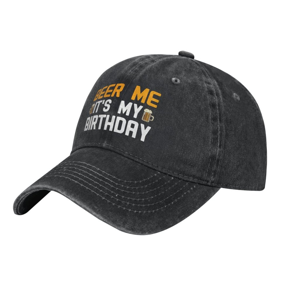 Yomconect Beer Me It's My Birthday Adjustable Stylish Unique Unisex Washed Cowboy Baseball Adult Hat Black