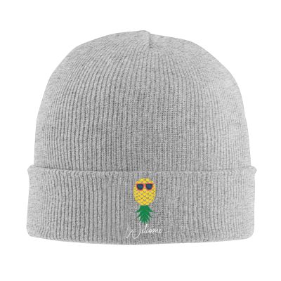 Jmmxp Funny Pineapple Welcome Upside Down Pineapple Beanie Hat for Men Women Knit Hat Slouchy Skull Cap Warm Knitted Hat Gray
