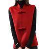 LIXINGHEITANG Women's Autumn and Winter Woolen Vest Stand Collar Button Chinese Style S2 Red XL view 1