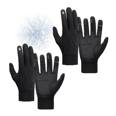 Jaksairos 2Pairs Unisex Winter Touchscreen Gloves - Cozy Warm Ski Gloves with Thick Thermal Lining for Men and Women (S,A0006-BK)