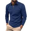 Muscularfit Men's Polo Shirts Long Sleeve Zipper Golf Shirt Lightweight Solid Collared Tshirt Causal Pullover Tops Henley Tee Polo Slim fit t Shirts for Men Men Thermal Shirt Navy L view 1