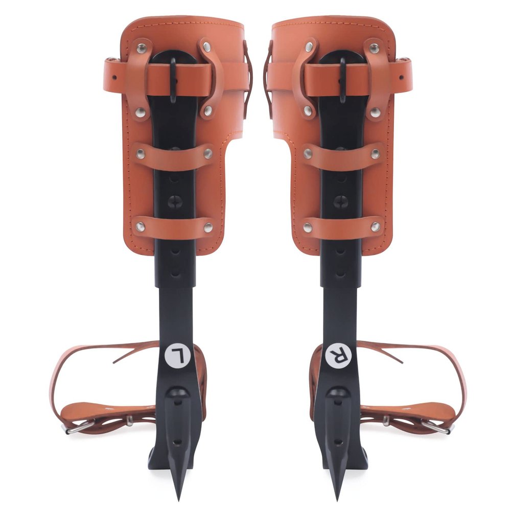 haedspup Tree Climbing Spikes Set, Pole Climbing Spurs Steel Adjustable Climber Strap,Tree Climbing Gear Pole Climbing Spurs Tool for Sports, Tree Work, Fruit Picking, Outdoor Activities