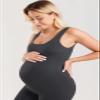MOMANDA Women' s Maternity Bodysuit Sleeveless Shorts Jumpsuit Square Neck Tank Top for Pregnancy Mysterious Grey Large view 4