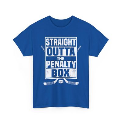 Ice Hockey Player Gift Straight Outta The Penalty Box Tshirt for Boys Unisex Hockey Shirts for Men Women Gifts for Hockey Fan Royal