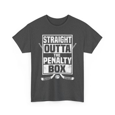 Ice Hockey Player Gift Straight Outta The Penalty Box Tshirt for Boys Unisex Hockey Shirts for Men Women Gifts for Hockey Fan Dark Heather