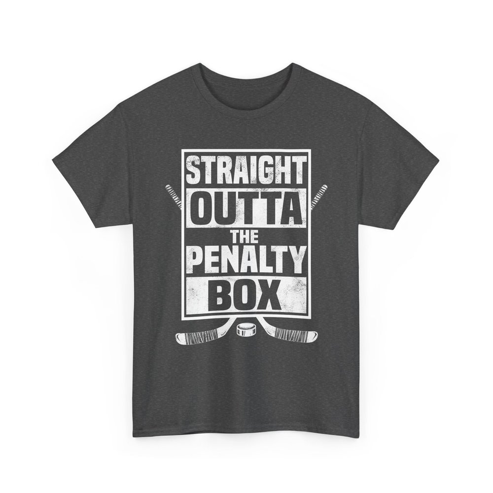 Ice Hockey Player Gift Straight Outta The Penalty Box Tshirt for Boys Unisex Hockey Shirts for Men Women Gifts for Hockey Fan Dark Heather