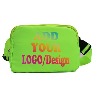Custom Belt Bag Fanny Pack Bag Unisex Personalized Gifts Nylon Waist Bag with Name Text Logo Photo for Workout Running Traveling Hiking (Fluorescent Green)