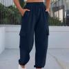 Cargo Joggers for Women Baggy High Waisted Sweatpants with Pockets Trendy Comfy Loose Sweat Pants Jogging Pants Teen Girls Y2k Golf Hiking Pants Cargo Sweats Lounge Pants Comfy Lounge Pants Women view 3