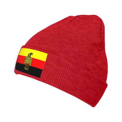 Gothic Sunrise Flag Beanies Hats Men Women Knit Beanie Hat Winter Warm Skull Cap Acrylic Beanie Red