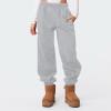 Women's Joggers Baggy Fleece Sweatpants Cinch Bottom Sweatpants with Pockets Plus Size Sweat Pants Winter Warm Cotton Joggers Y2K Jogger Pants Fleece Sweatpants Women Womens Snow Pants B-Grey view 2