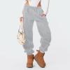 Women's Joggers Baggy Fleece Sweatpants Cinch Bottom Sweatpants with Pockets Plus Size Sweat Pants Winter Warm Cotton Joggers Y2K Jogger Pants Fleece Sweatpants Women Womens Snow Pants B-Grey view 4