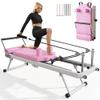 SogesPower 78" Pilates Reformer Machine for Home Gym Workout, Foldable Pilates Equipment with Springs and Cords for Dual Resistance, 400 LBS Pink