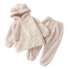 AIMAOMI Boys Girls 2pcs Velvet Hooded Tracksuit Toddler Kids Fleece Hoodi Top Sweatpants Jogger (Beige, 4-5 Years) view 1