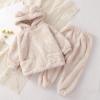 AIMAOMI Boys Girls 2pcs Velvet Hooded Tracksuit Toddler Kids Fleece Hoodi Top Sweatpants Jogger (Beige, 4-5 Years) view 2