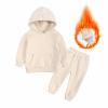 AIMAOMI Girls Tracksuit Clothes Set Casual Pullover Hoodie and Sweatpants Set-Kids Long Sleeve (Beige, 2-3 Years) view 2