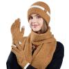 Winter Hat and Gloves Set for Women Winter Hats and Gloves for Women Woman Beanie Brown Cap Womens Winter Scarf Hat and Gloves Set for Women Black Beanie Women Winter Running Hat Scarf and Glove Set view 1