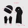 Winter Hat and Gloves Set for Women Winter Hats and Gloves for Women Woman Beanie Brown Cap Womens Winter Scarf Hat and Gloves Set for Women Black Beanie Women Winter Running Hat Scarf and Glove Set view 3