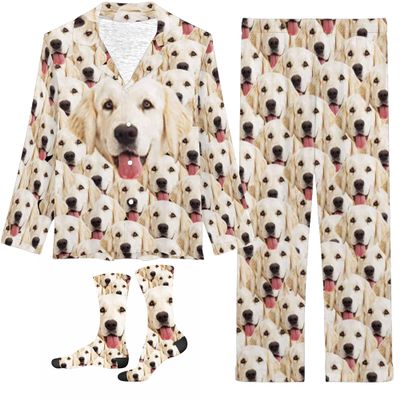D-Story Personalized Pajamas with Face for Men Women Custom Big Face Pjs Christmas Pj Gift for Family Dad Mom Son Daughter XS-5XL Pjs
