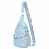 DTGN Sling Bags for Women Man - Small Crossbody Backpack - PU Leather Women's Chest Bag Casual Packs for Travel - Blue view 1