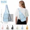 DTGN Sling Bags for Women Man - Small Crossbody Backpack - PU Leather Women's Chest Bag Casual Packs for Travel - Blue view 3