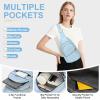 DTGN Sling Bags for Women Man - Small Crossbody Backpack - PU Leather Women's Chest Bag Casual Packs for Travel - Blue view 4